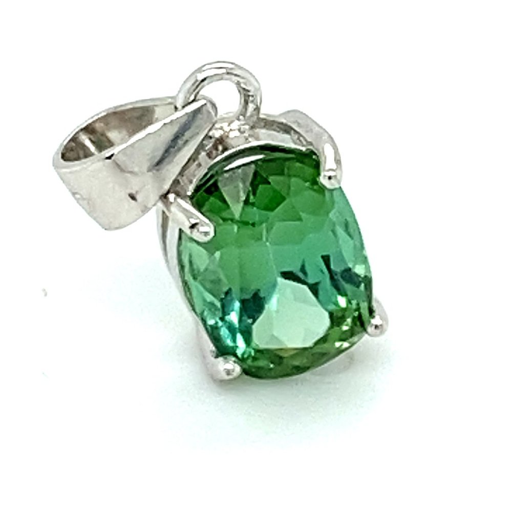Green Tourmaline 1.20ct Platinum Silver Pendant